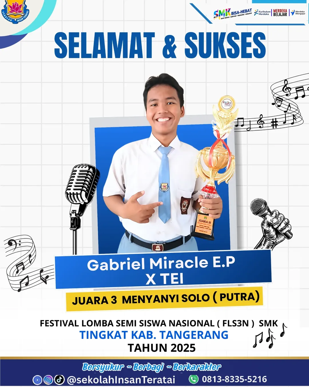 Lomba Menyanyi Solo  Festival Lomba Seni Siswa Nasional (FLS2N) tingkat Kabupaten Tangerang 2025 🏆.